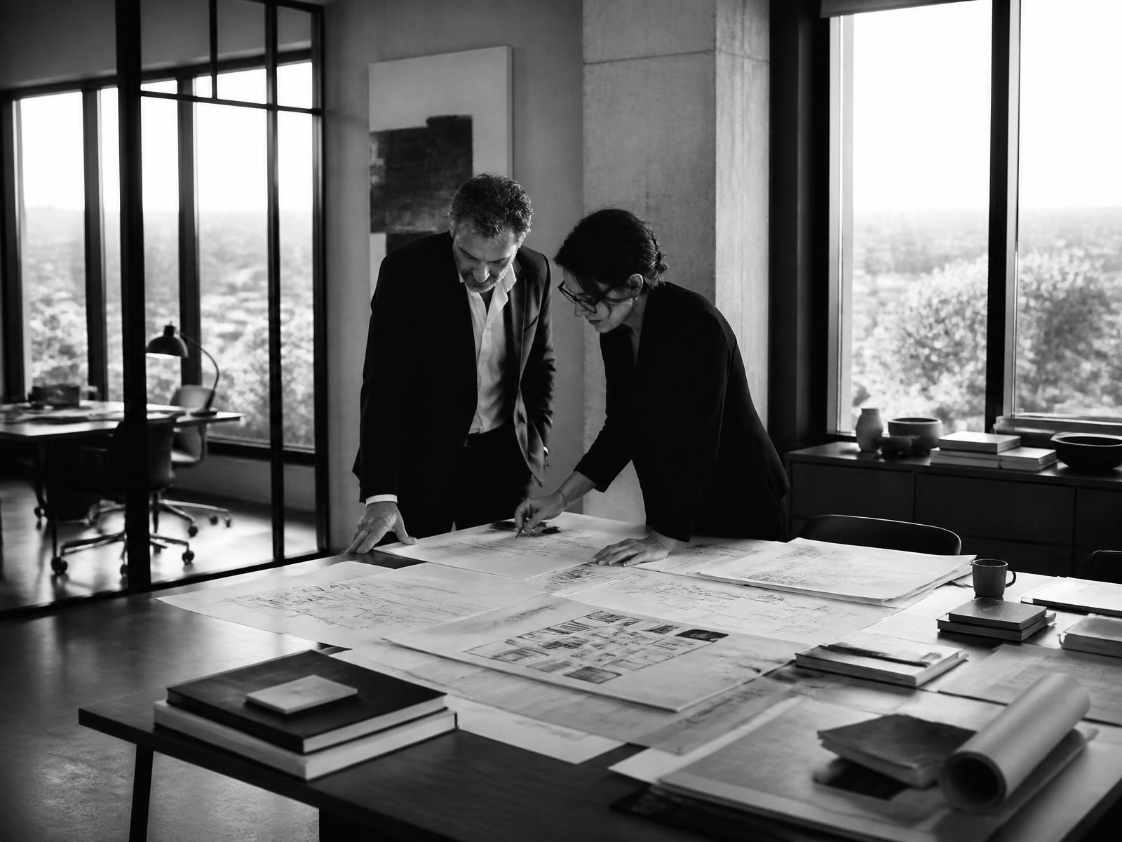 Business leaders reviewing operational plans in an executive workspace
